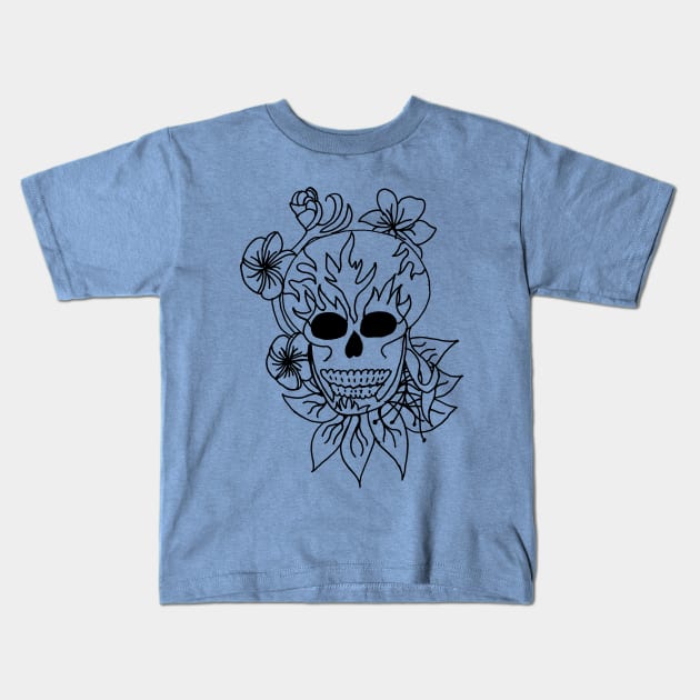 Sugar Skull - Plain Kids T-Shirt by Unravel_Unwind